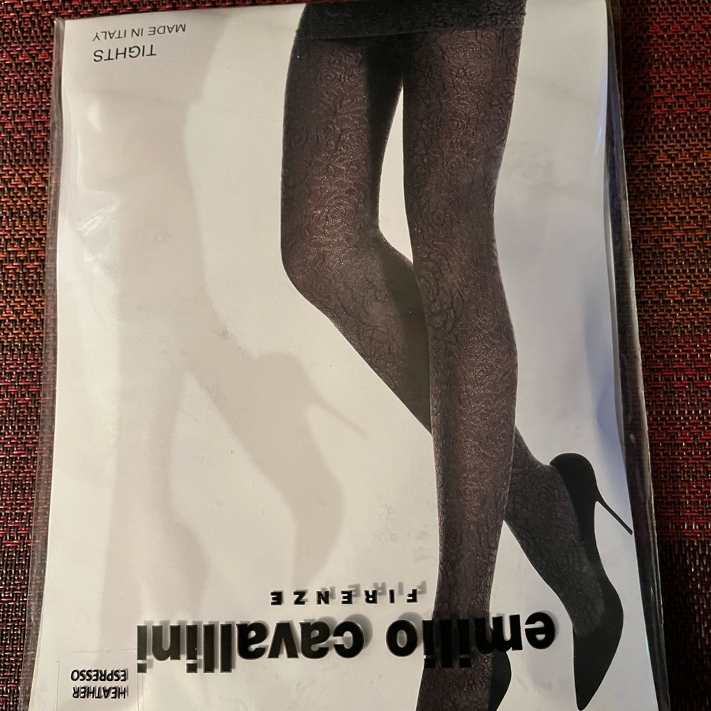 EMILIO CAVALLINI NWOT AUTHENTIC ONE PAIR OF DESIGNER HEATHER ESPRESSO HOSIERY